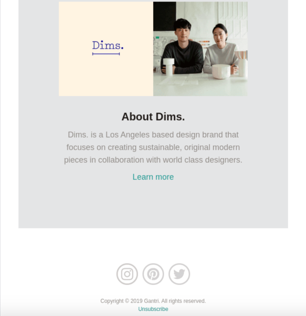 Dims. About Social Proof Product Launch Email Example